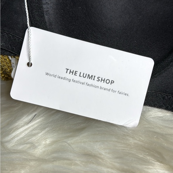 Black Gold Embellished Bra Top Rhinestones Brand New EDC Festival - Picture 10 of 10